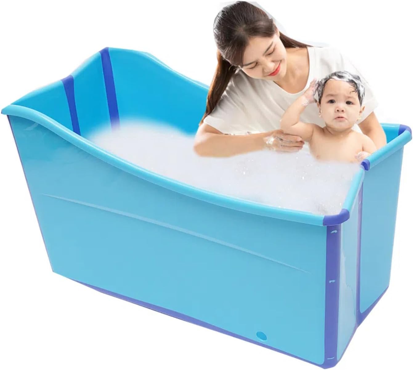 Portable Folding Bathtub,Adult Spa Soaking Bath Bucket Foldable Water Tub Blue,For Hot Bath Ice Bath Spa
