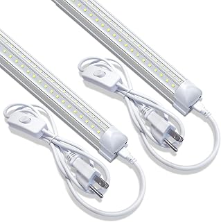 Monios-L LED Shop Light 4FT 5000K 40W, Linkable Utility Ceiling Lights,V-Shaped 5000lm Daylight,T8 Integrated Fixtures LEDs Tubes, Garage Lighting for Workshop,Work Bench,Basement,Plug & Play 2-Pack