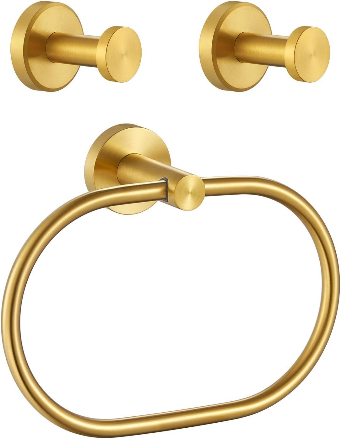 Angle Simple Swivel Towel Ring Bundle with Robe Hook 2 Pack (Brushed Gold)