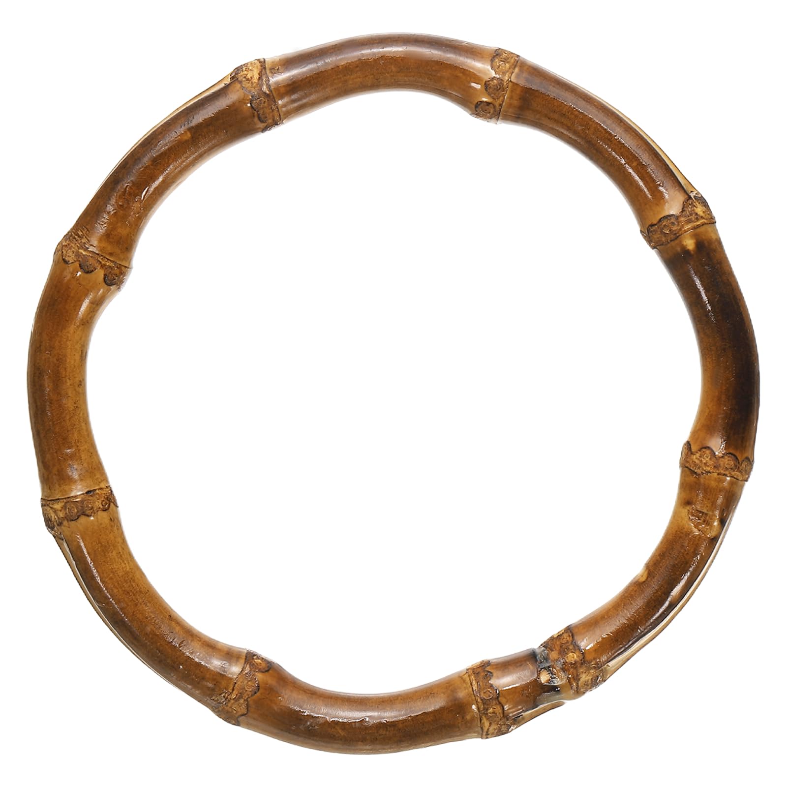 sourcing map Bamboo Purse Handle, 5 Inch Round Handmade Rings Holders, Decorative Replacement Handle for Tote Bag, DIY Beach Summer Bag, Handbag Making Decorations, (Dark Brown)