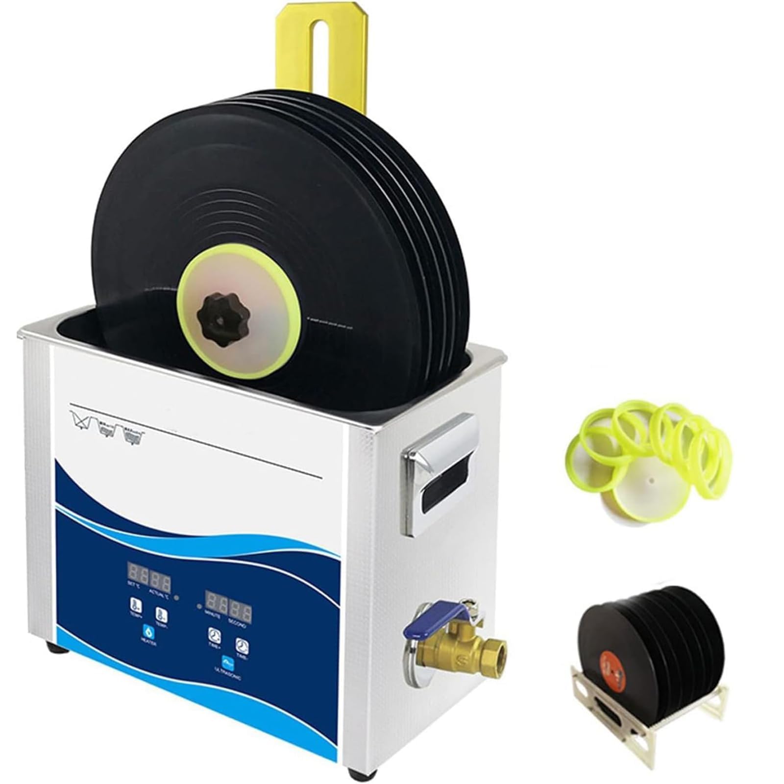 Ultraschallreiniger 6,5 l Ultraschall-Schallplattenreinigungssystem mit Entgasung, intelligenter Temperaturregelung und Timer, automatischer Rotation für 7- und 12-Zoll-Schallplatten – Profe