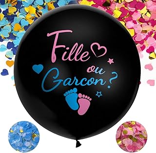 Gender Reveal Ballon Fille ou Garcon,90 cm Ballons de Révélation du Annonce Sexe et Confettis,Party Décoration pour Baby Shower