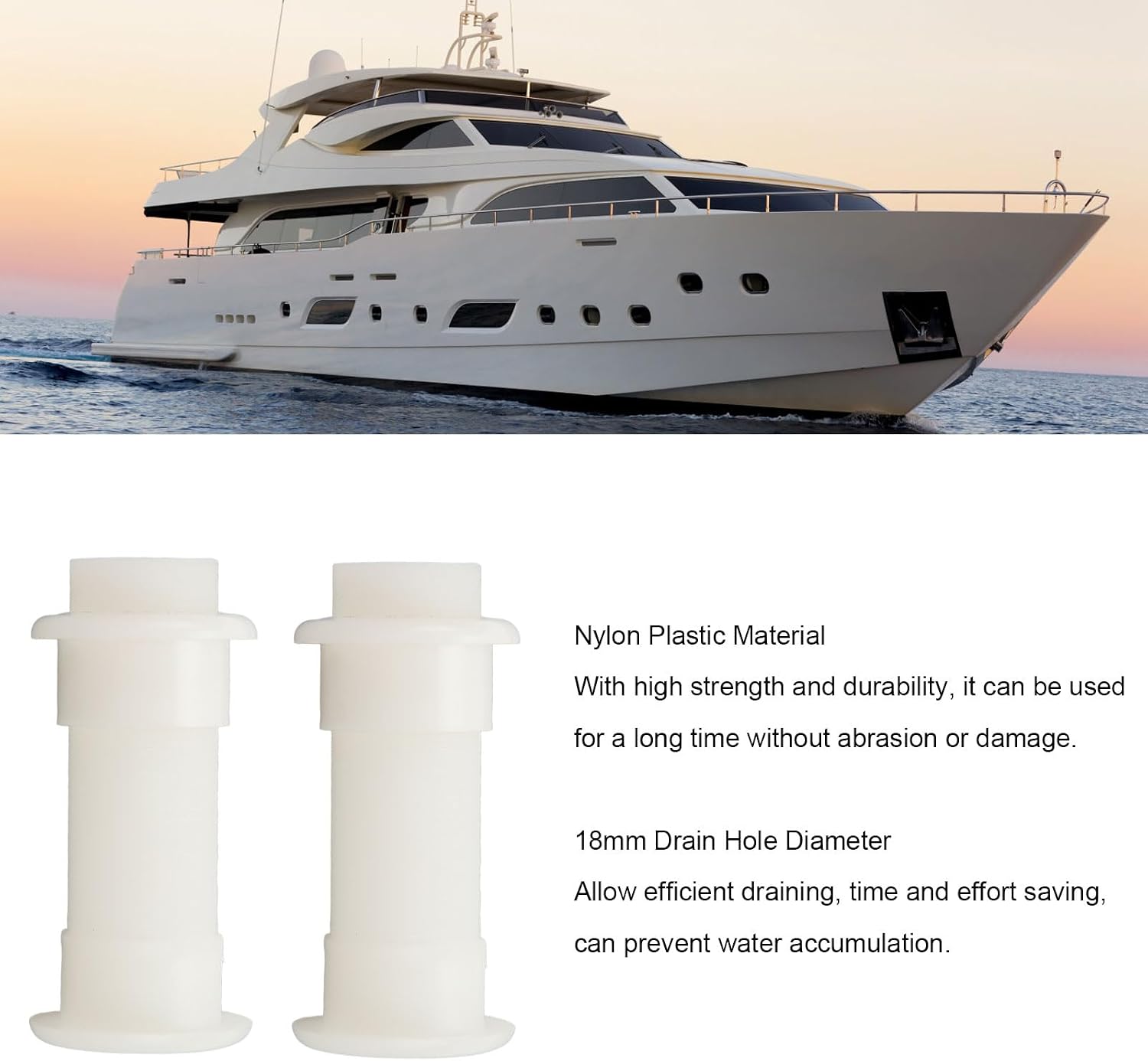 Motorwell Drain Tube Thru Hull - 2 Pcs 3/4 in 18mm Yacht Drain Pipe Tube Thru Hull Boat Plumbing Fittings Spare Parts, Marine Boat Thru Hull Drain Tube Plug