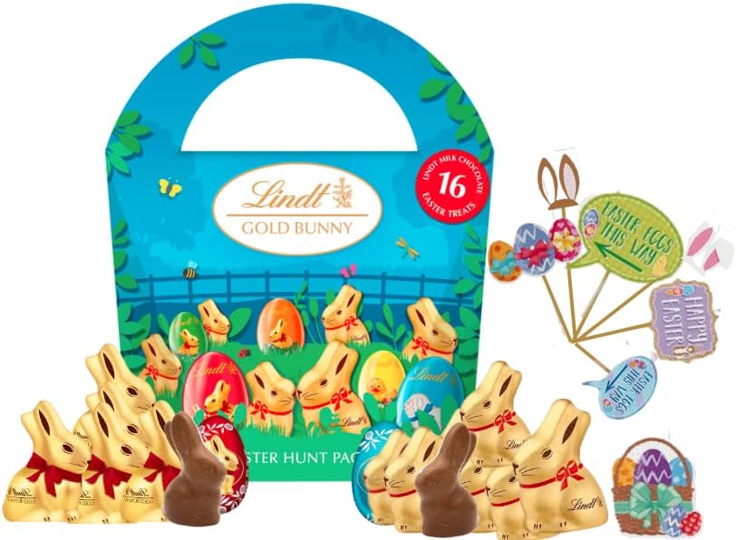 Easter eggs - lintd easter egg - lintd gold milk chocolate bunny egg hunt with egg hunt activity easter decoration kit - Luxury easter gifts for kids adults family