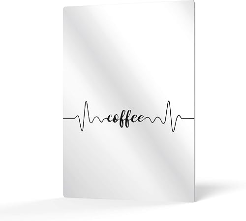 Miniatura 1 de HB Art Design Coffee Modern Black and White Hand Lettering Heartbeat Metal Print Wall Art Coffee Bar Decor Coffee Signs Kitchen Wall Decor Dining