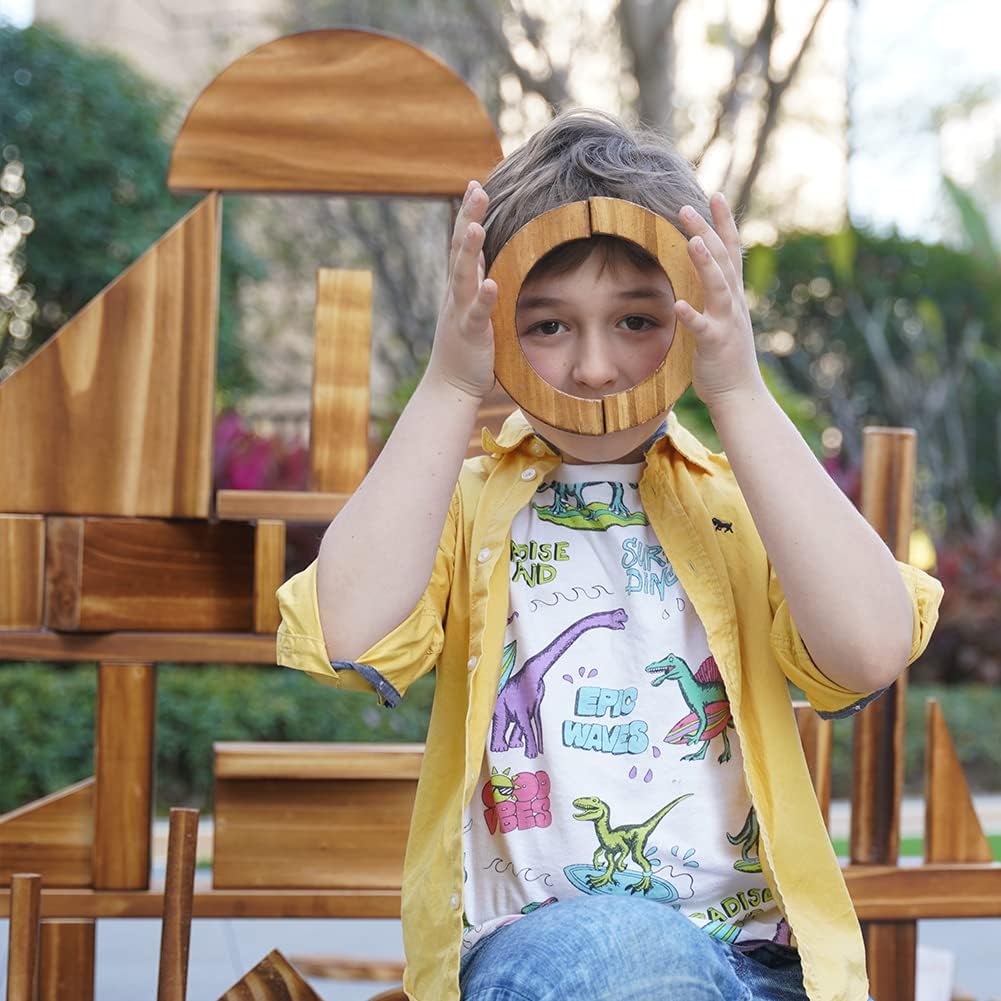 64 pcs Large Outdoor Carbonized Wooden Building Blocks Set for Kids Toddlers 3-12, Giant Carbonized Outside Wooden Blocks Playset for Kindergarten Yard, Jumbo Blocks (jumbo set 2#: 45 lbs (20.7 kg)