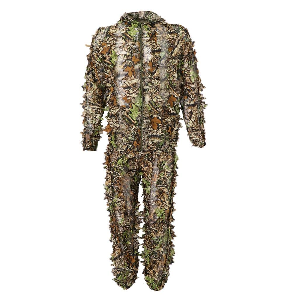 BNF® Camoue Hooded Elastic Wasit Ghillie Suits Clothes Set Jacket Pants for Wildfowling | Sporting Goods |Clothing, Shoes & Accessories | 1 Piece Hooded Jacket-image-26