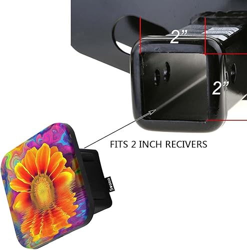 Vista 94 de Swono Cubierta de enganche de remolque de colibrí para receptores de 2 pulgadas, hermosas flores rosadas de jardín colibrí pájaro de goma receptor