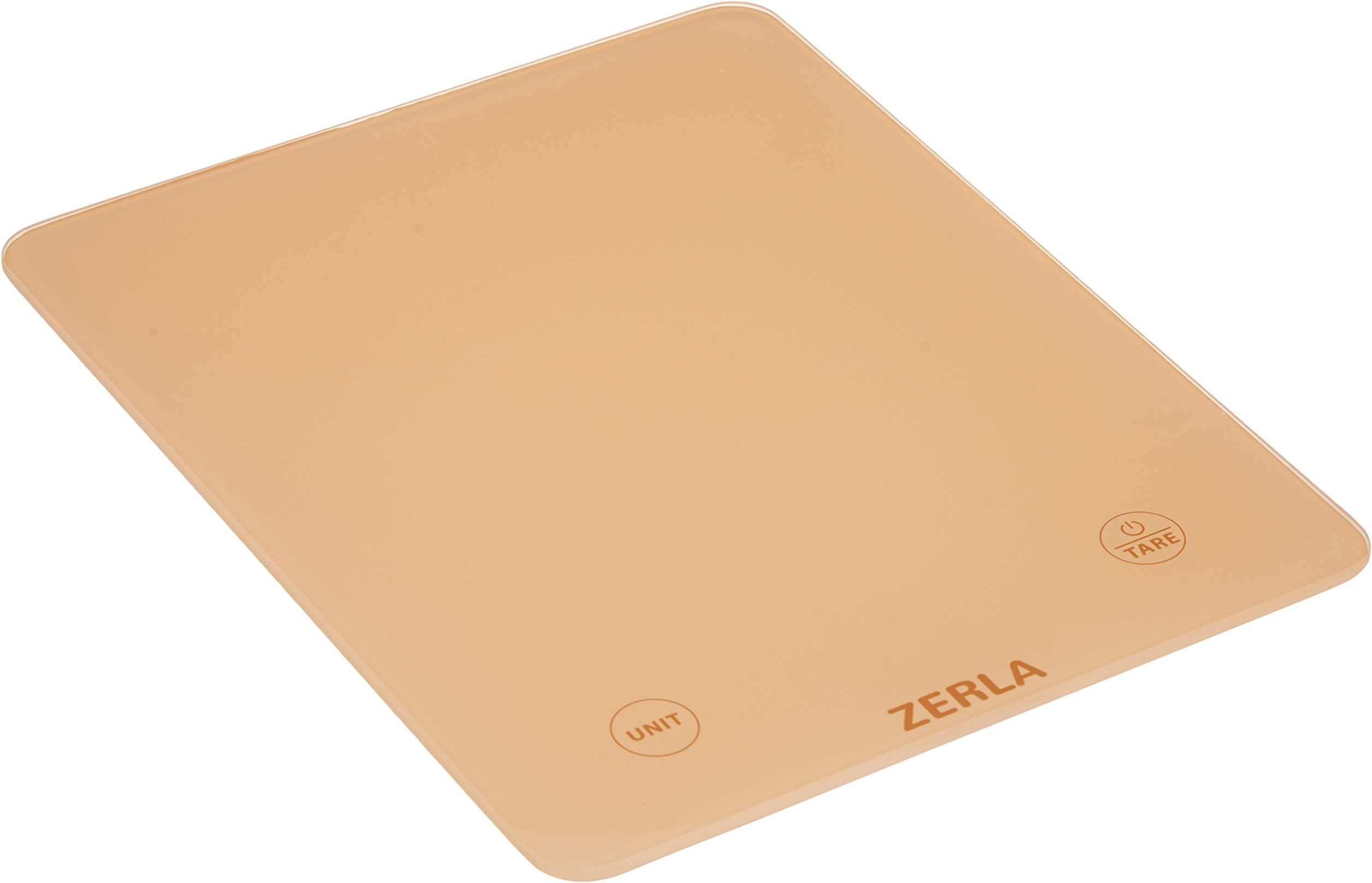 Kitchen Food Scale, ZERLA Multifunction Scale and LED Display, Glass Platform, Capacity Range from 1g to 11lb (5000g), Gold