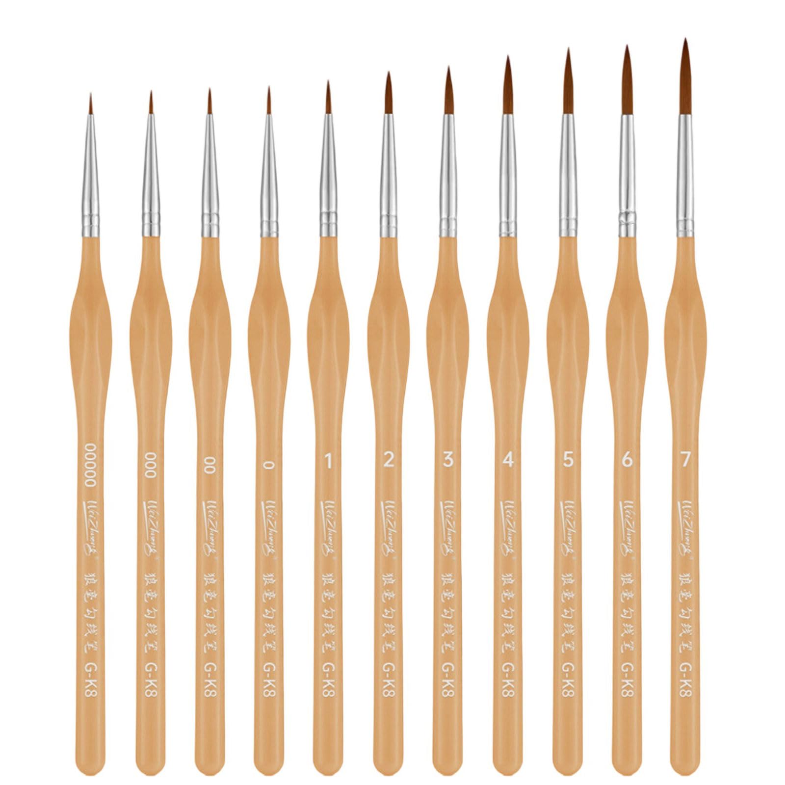 Rbrmhm 3 11Pcs Fine Detail Paint Brush Miniature Brushes For Acrylic Watercolor Gouache Oil Face Painting Scale Model Figurines