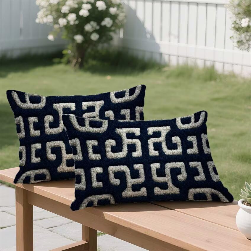 Housse de coussin 60x90cm rectangulaire en lin imperméable blanc - 3
