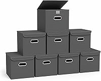 Vista 13 de Organizadores de Armario Contenedores de Almacenamiento de Tela Con Tapas Cubos Plegables Organizador Cesta Con Asas, Cajas de Almacenamiento