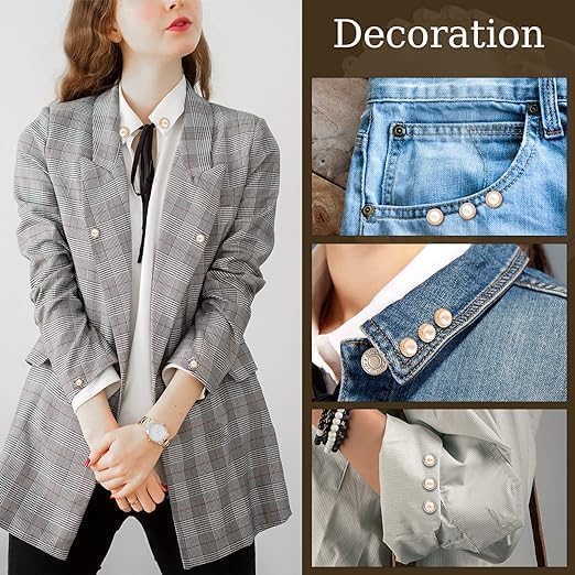 Image of ARLICORPING 20Pcs Women Shirt Brooch Pearl No Sew Button Pins Instant Jeans Safety Pin