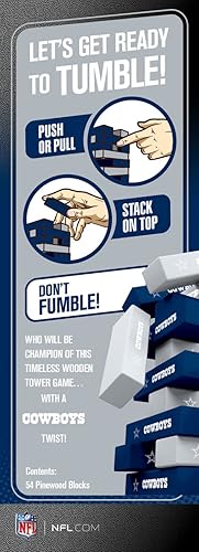 Miniatura 3 de MasterPieces Día del juego - NFL Dallas Cowboys - Torre de caída con licencia oficial, bloques de madera real