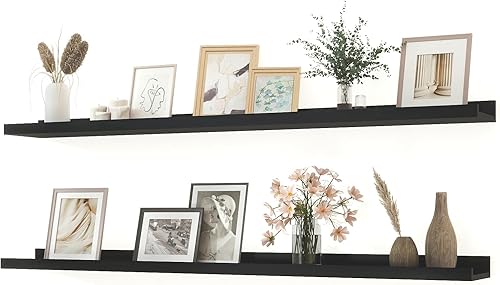 Miniatura 25 de Estantes Flotantes para Decoración de Pared, Estante de Almacenamiento Largo Montado en la Pared para Dormitorio, Sala de Estar, Baño, Cocina,