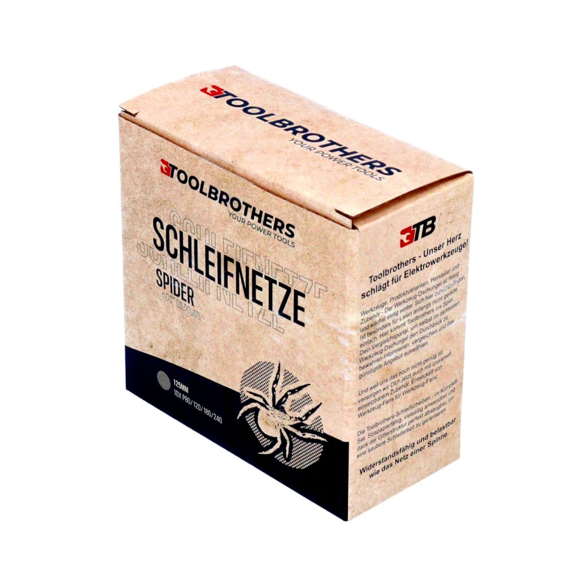 Toolbrothers SPIDER zestaw do szlifowania siatkowego środek ścierny 4 opakowania 160 x siatka szlifierska 125 mm rzep po 40 x P80 / P120 / P180 / 240 do twardego drewna, miękkiego drewna, lakieru, kamienia, stali, aluminium, forniru