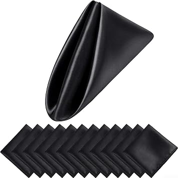 Reusable Cloth Napkins Set, 12 Pcs Square Dinner Napkins 17x17 Inch, Polyester Washable Table Napkins for Formal Wedding Reception Decor, RestaurantBlack