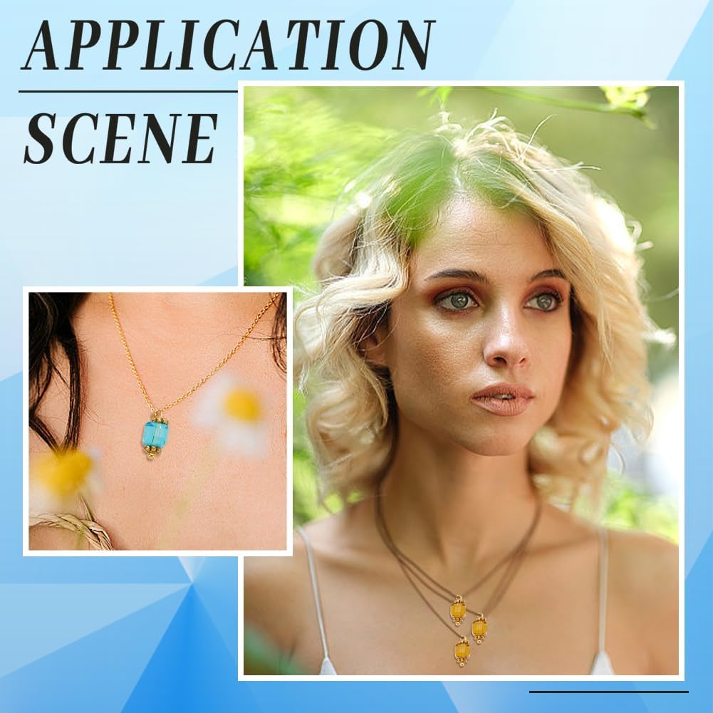 100Pcs Crystal Cube Charms Glass Cube Charm Faceted Beads Pendant with Gold Flower Bead Cap Random Color for DIY Bracelets Earring Necklace Jewelry Making - Image 7