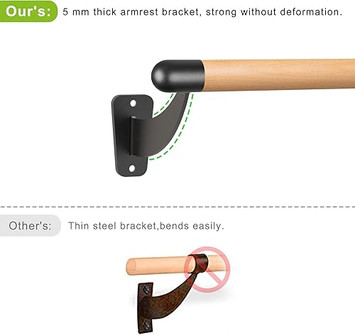 Miniatura 2 de SELEWARE Barre de ballet de madera de 4 a 12 pies de largo, sistema de barra de montaje en pared para el hogar o estudio, movimientos de barre de