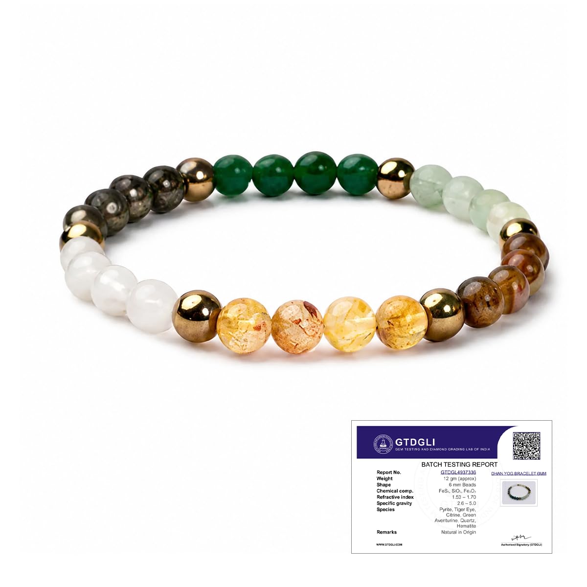 Dhan Yog Bracelet | Attracts Wealth & Financial Prosperity | Pyrite, Citrine, & Aventurine bracelet | Astrology Dhanyog Bracelet for Men & Women | Certificate of Authenticity-image-12