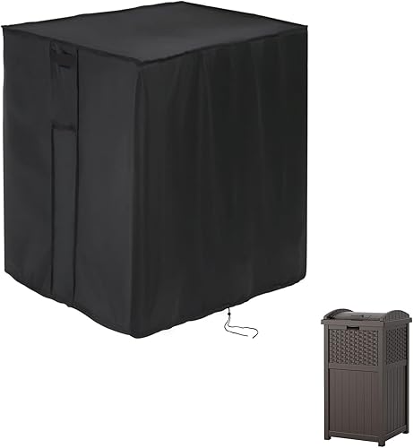 Suncast - Funda para bote de basura de resina escondido de 39 galones, resistente al agua, para exteriores, 18 x 18 x 35 pulgadas