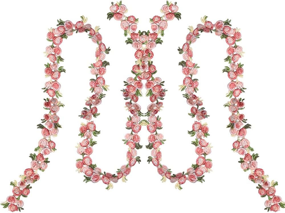5 Yards Small Rose Red Flowers DIY Lace Applique Sewing Craft Lace Edge Trim for Wedding Dresses Embellishment DIY Party Decor Clothes