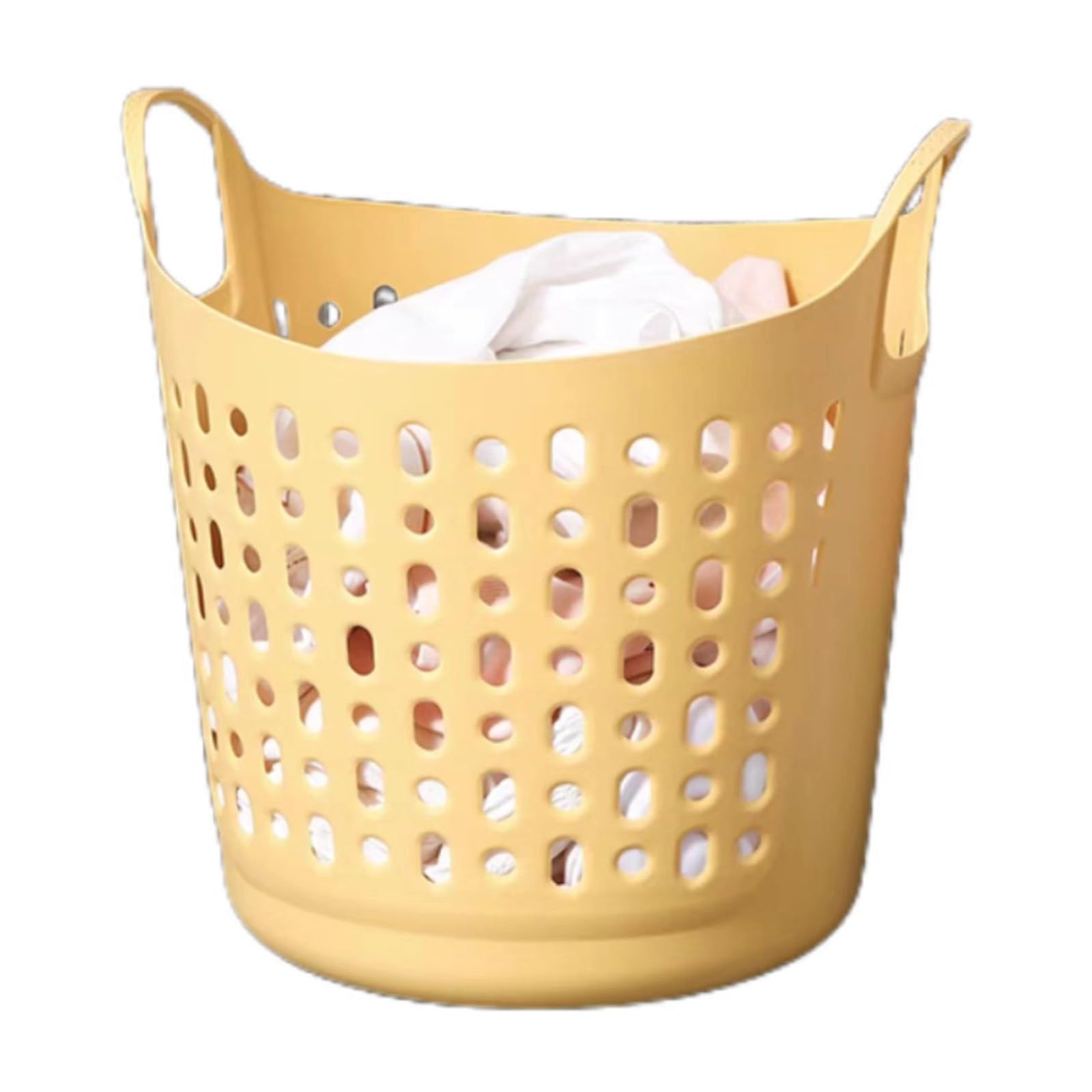Cesto portabiancheria in plastica con maniglia, flessibile, portatile, rotondo, per organizzare la casa, soluzione pieghevole per riporre biancheria, giocattoli o shopping