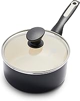 GreenPan Rio 2QT Ceramic Nonstick Saucepan with Lid - PFAS-Free, Diamond-Reinforced, Dishwasher & Oven Safe, Black