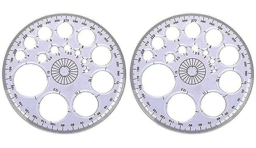 Plastic Procircle Protractor 360 Degrees Round 12.5cm Circle Stencils_Set of 2