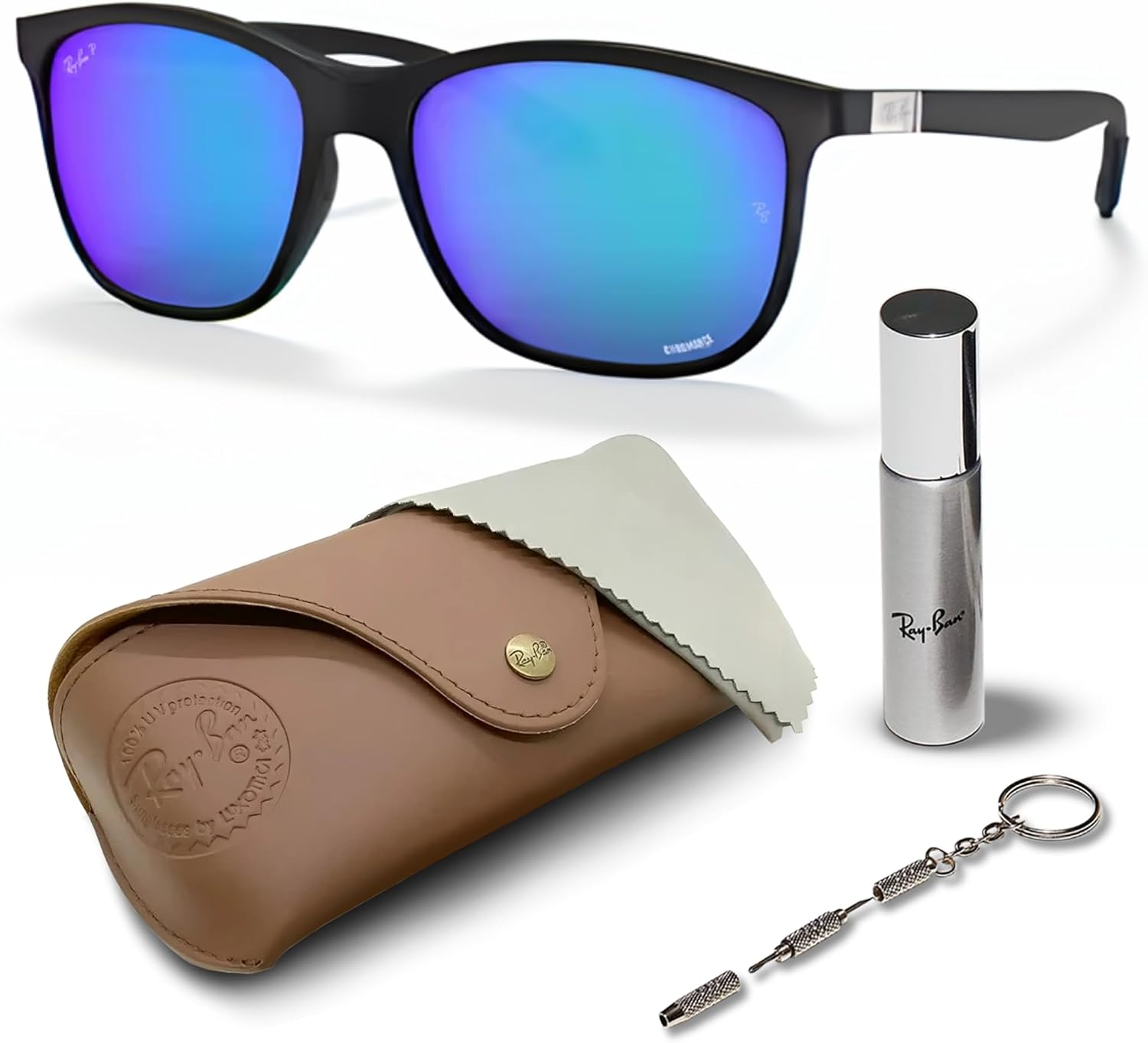 Ray-Ban RB4330CH Chromance POLARIZED Square Shape Sunglasses with Official Eyewear Kit