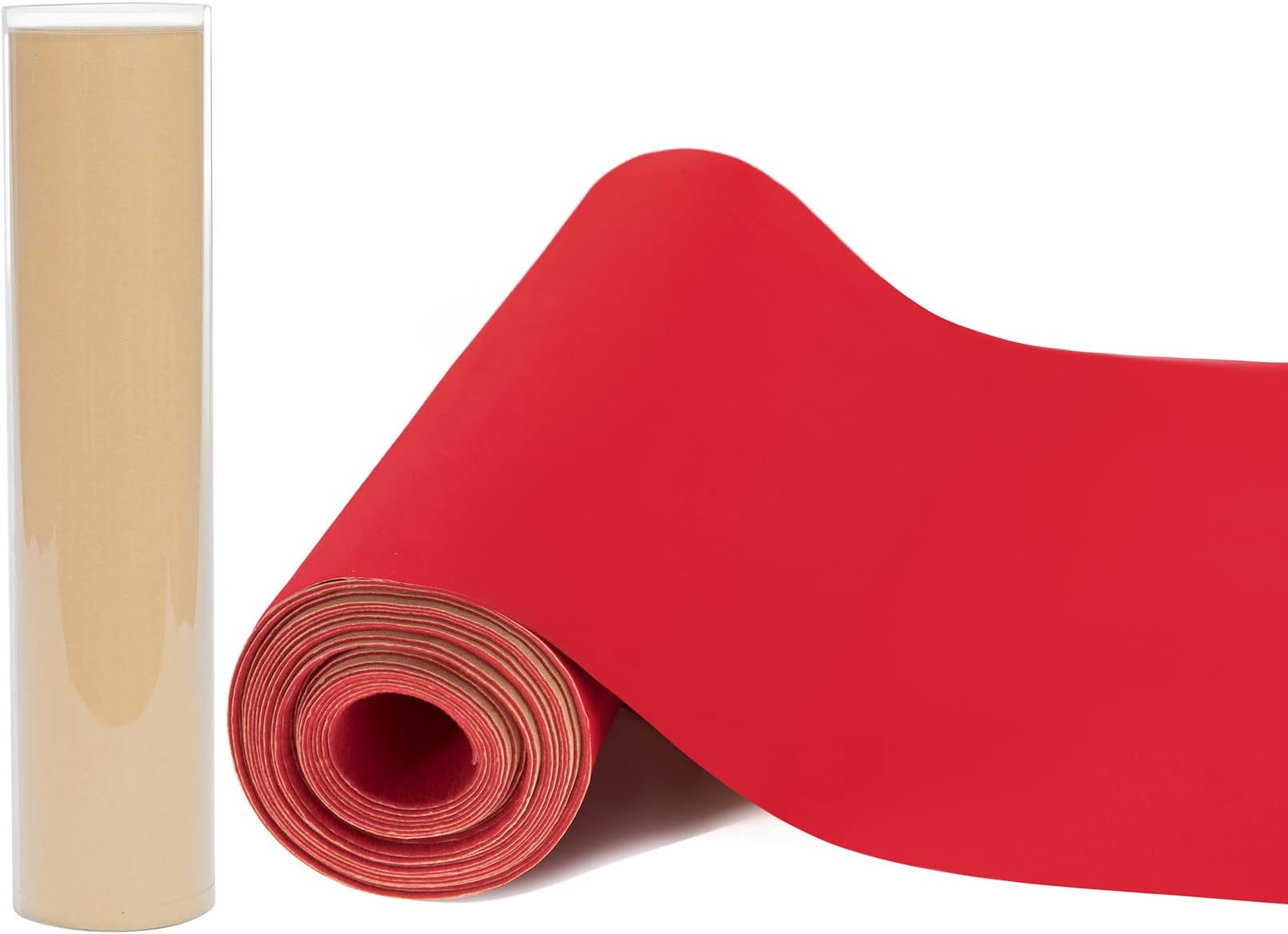 Self Adhesive Felt Fabric, Soft Velvet Drawer Liner, DIY Velvet Fabric for Art & Crafts, Jewelry Box Felt Liner, Solid Color Felt Wallpaper (17" x 130", Red)