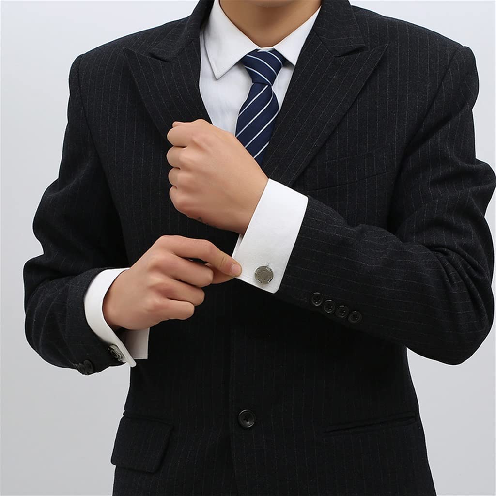 Gemelli circolari con Motivo Meccanico, Gemelli per Camicia, Gemelli spazzolati Bicolore