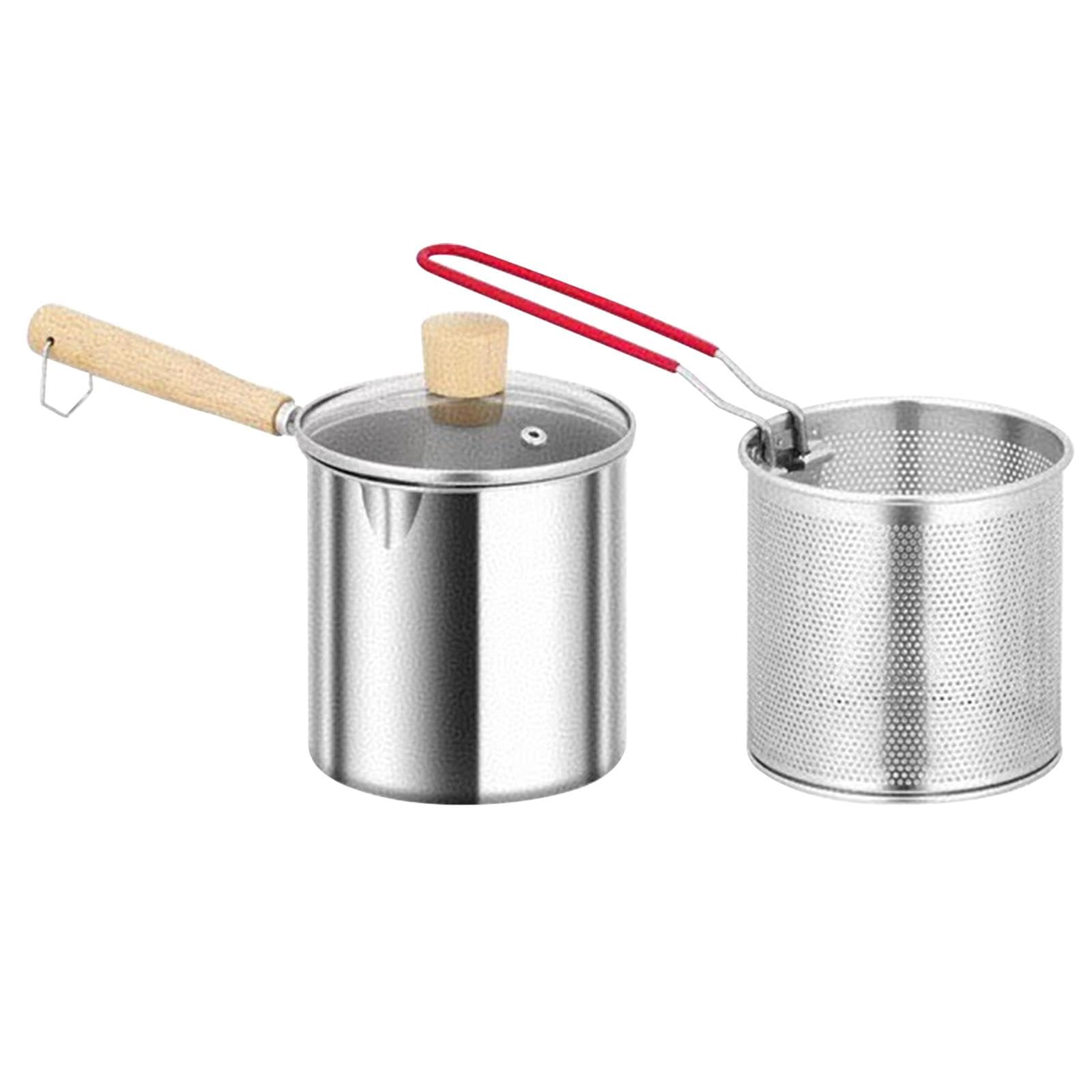 Garnek Do Smażenia Z Pokrywką, Drewniany Uchwyt, Sitko Do Oleju, Akcesoria Kuchenne Z Uchwytem, Mini Frytkownica, Frytkownica Z Filtrem Oleju Do Domu, Sm, S