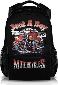 Boys School Backpack, Kids Backpacks Gifts for Children Teens Students, Back to School Supplies, 17 Inches Motorcycle Bookbag for Camp Elementary Primary Middle