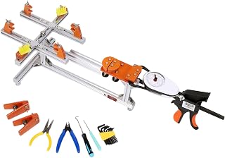 Professional Badminton Stringing Machine, 6-Point Support System with Tension Gauge & Fly Clamps, DIY Stringer Tool for 20-32 LBS, Includes Pliers, Cutter, Awl, Wrench (1-Piece Kit)