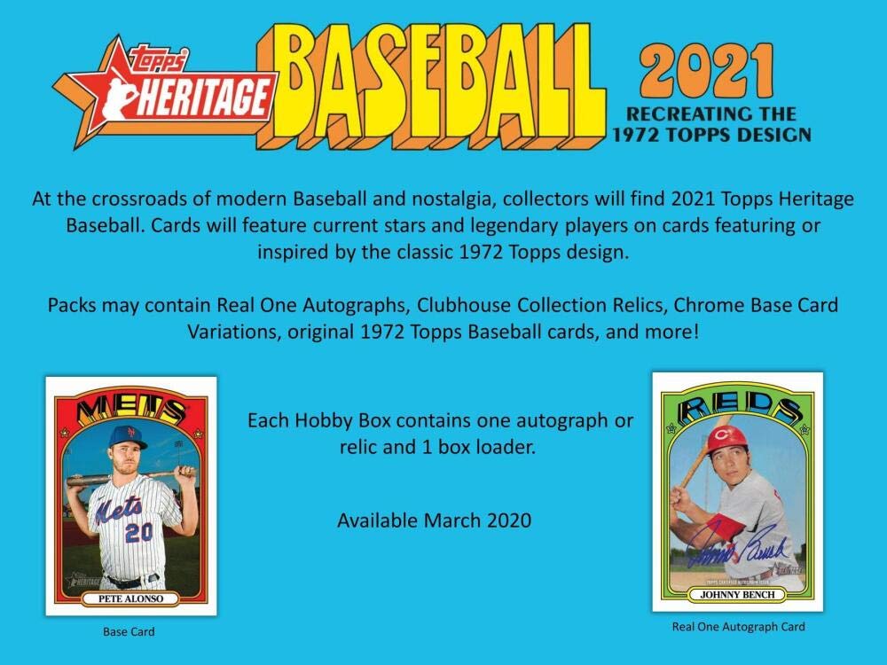 Amazon.com: 2021 Topps Heritage MLB Baseball HOBBY box (24 pks/bx