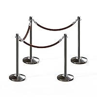 Vista 74 de CCW Kit de puntal de poste y cuerda con 2 postes superiores de corona de latón pulido y 1 cuerda de algodón de terciopelo resistente negro (6 pies)