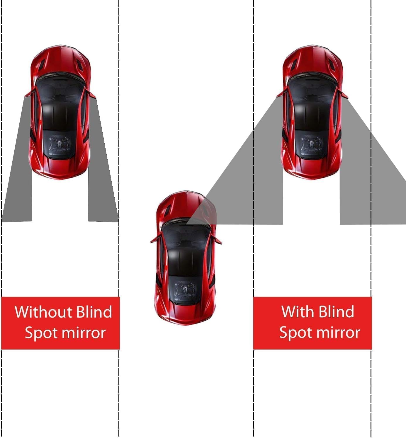 Blind Spot Mirror, Fan Shaped, 2 Pack | HD Glass Convex Rear View, 360 Degree Adjustable, Frameless, For Cars, Vans, SUVs and Trucks