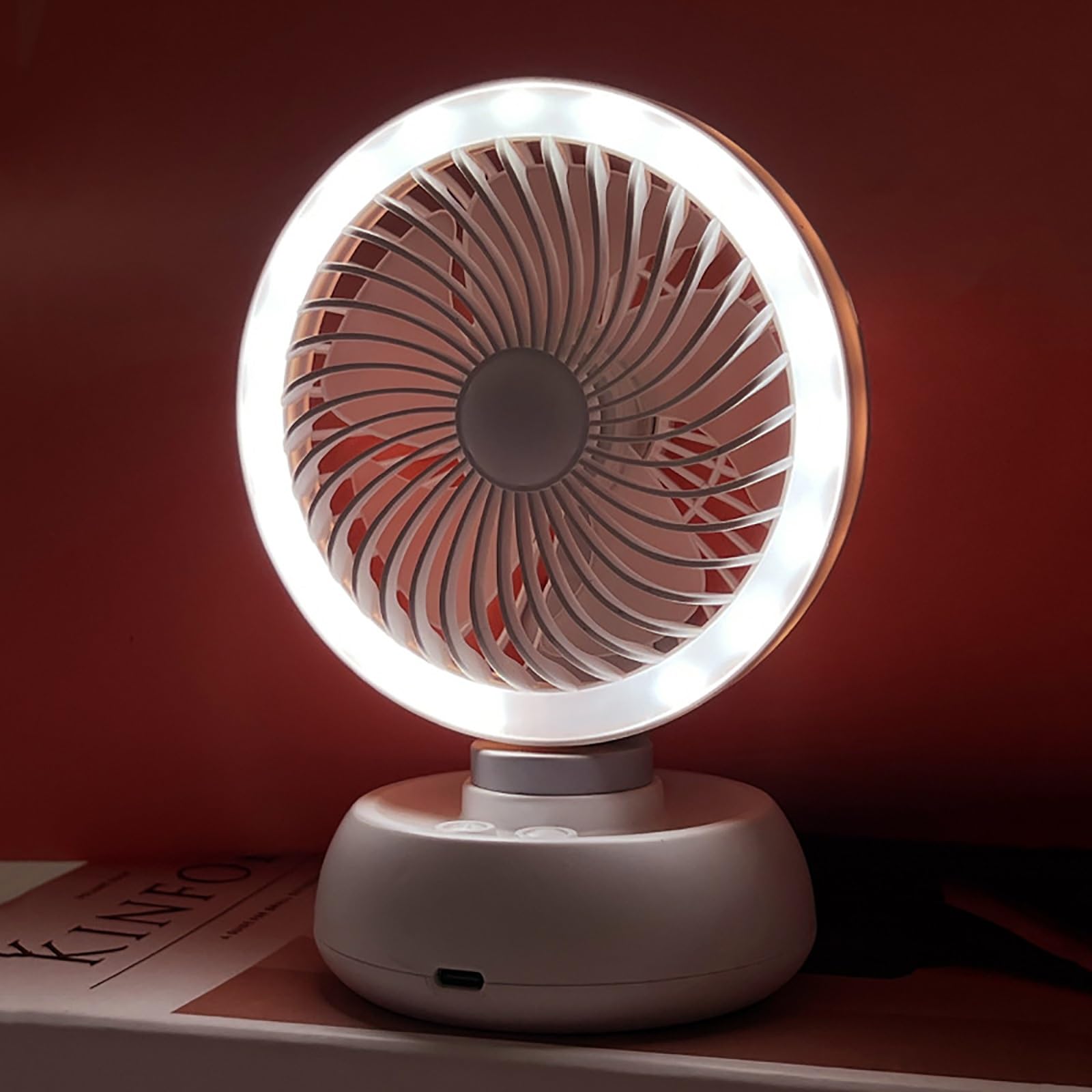 Ventilatore da tavolo portatile ricaricabile tramite USB, mini ventilatore oscillante con forte flusso d'aria, raffreddamento ultra silenzioso a 3 velocità, per casa ed esterni, design compatto (rosa)