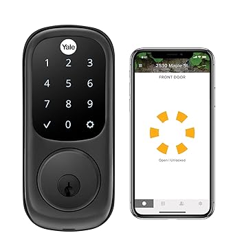 Yale Assure Lock Touchscreen with Wi-Fi and Bluetooth Deadbolt - Compatible with Alexa, Google Assistant, HomeKit, Airbnb and More - Black Suede