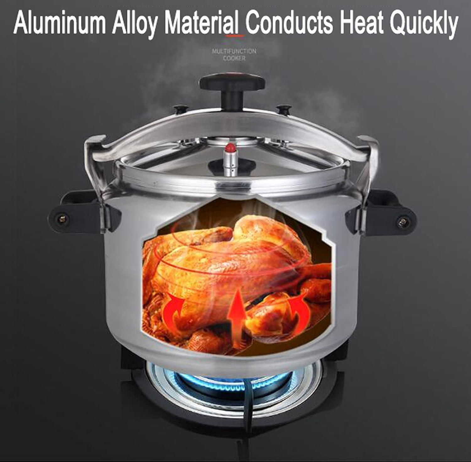 Explosion-Proof High Pressure Cooker,Household Large Capacity Aluminum Alloy High Pressure Cooking Pot Suitable for Induction Cooker Gas,Silver-70L