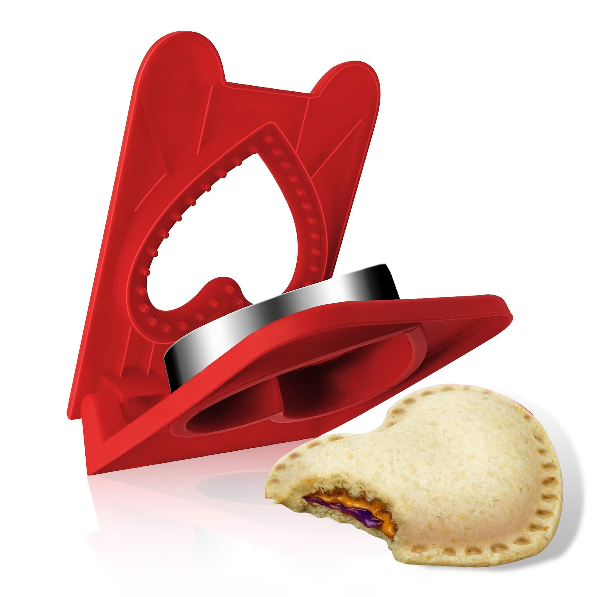 Heart Sandwich Cutter and Sealer,Sandwich Cutters for Kids Lunch,Crustless Sandwich Cutter,Cookie Cutter for Children Lunchbox and Bento Box (Red
