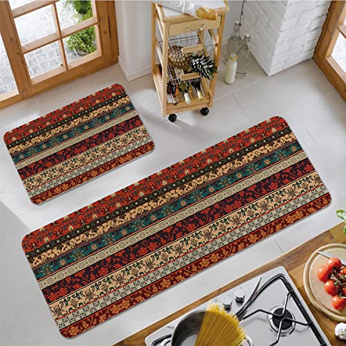 Eikunn Ethnic Boho Kitchen Rugs And Mats Set Of 2,Aztec Indian Native Americans Ethnic Tribal Kitchen Mat For Floor thumb #1