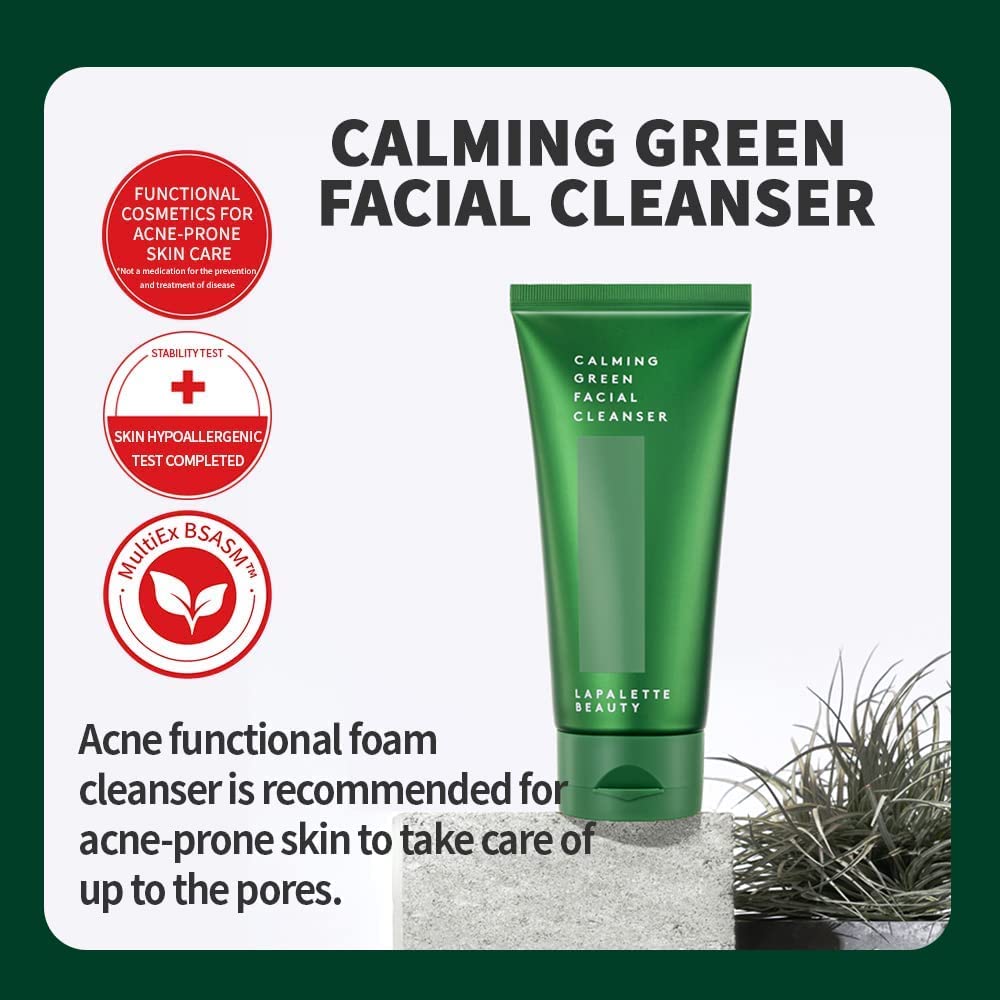 lapalette Calming Green Facial Cleanser | BHA & Green tea | Mild Cleansing Foam | Hydration & Soothing | Cruelty-Free, Paraben-Free | Korean Skin Care 120ml / 4.05 fl. oz. - Image 2