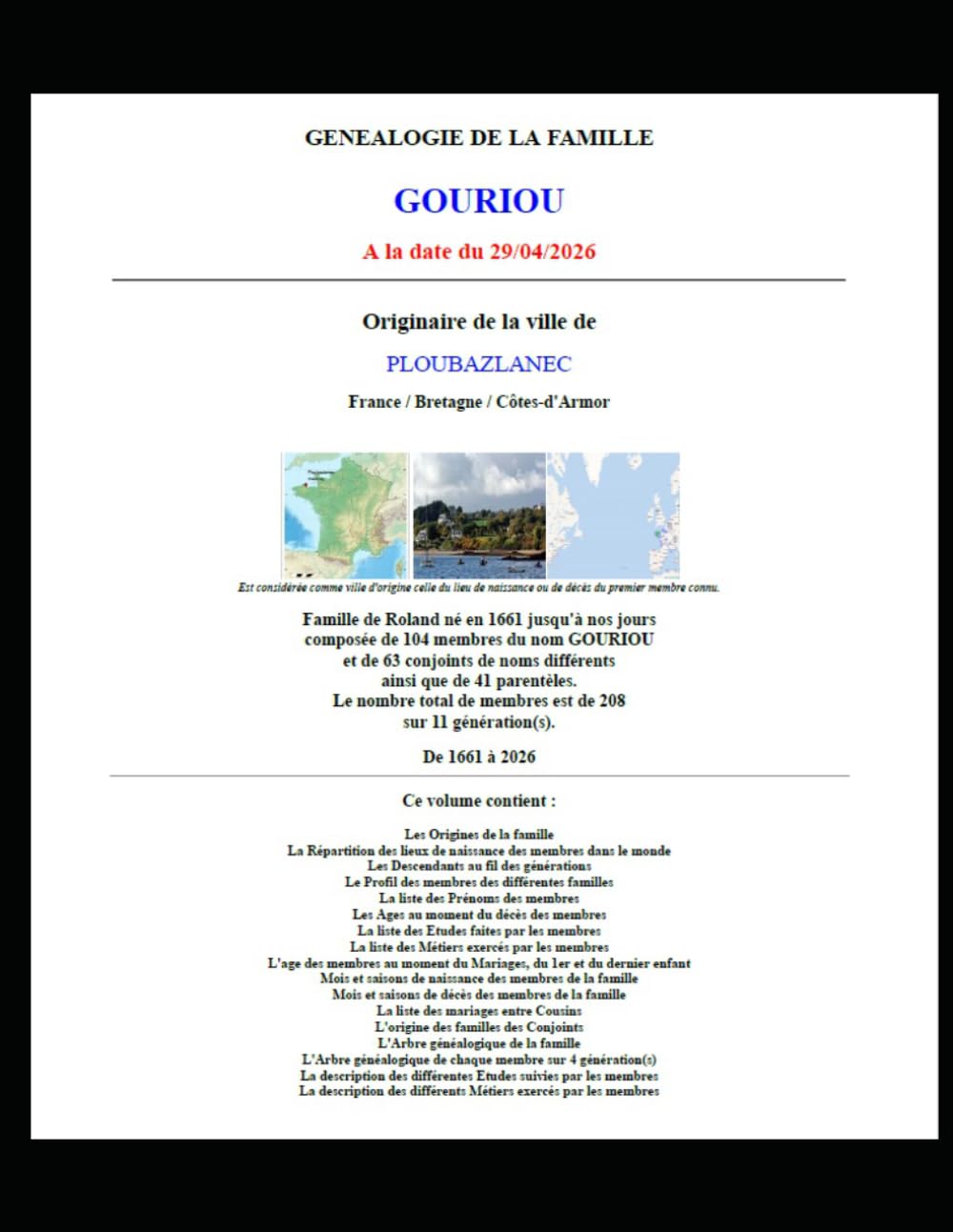 Généalogie GOURIOU