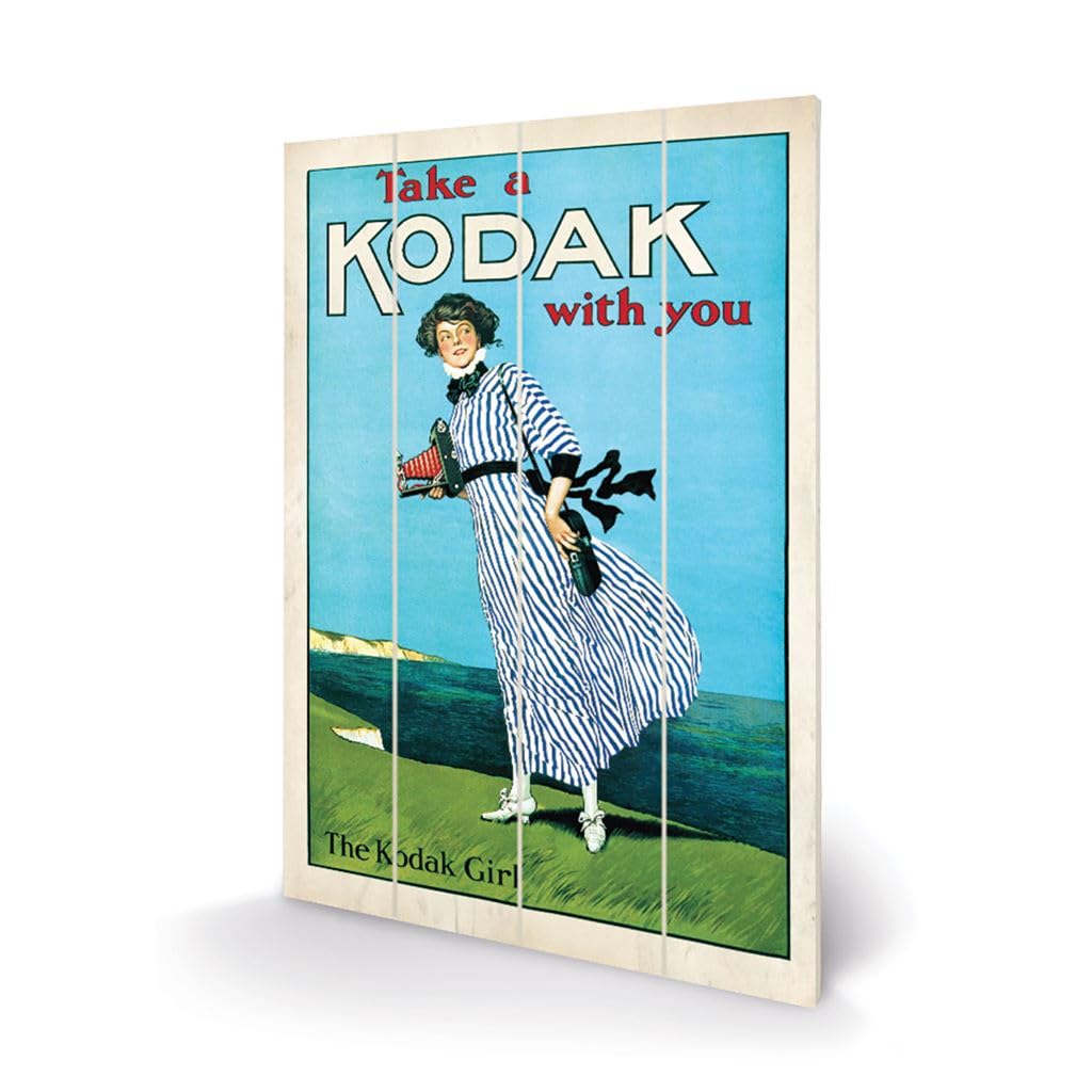 Kodak Girl Impression sur Bois 40 x 59 cm Tableau Mural Vintage Retro