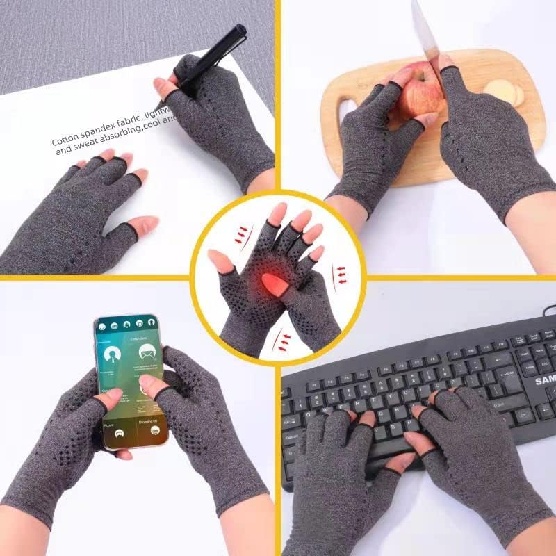 2 Pairs Arthritis Gloves,Hand Wrist Splint Supports Fingerless Gloves to Providing Warmth and Compression,Relieve Pain from Rheumatoid Arthritis, Osteoarthritis, Carpal Tunnel(S)