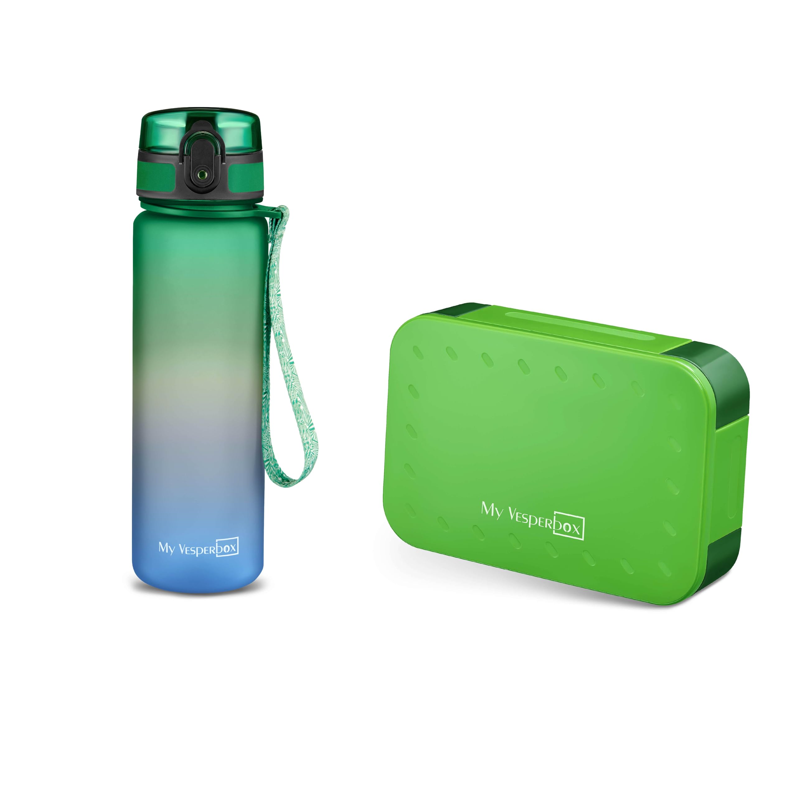 My Vesperbox - Zestaw Mini Lite – Bento Box i butelka na napoje 500 ml – pudełko na lunch z regulowanymi przegródkami – pudełko śniadaniowe dla dzieci – zabezpieczone przed wyciekiem, nie zawiera BPA