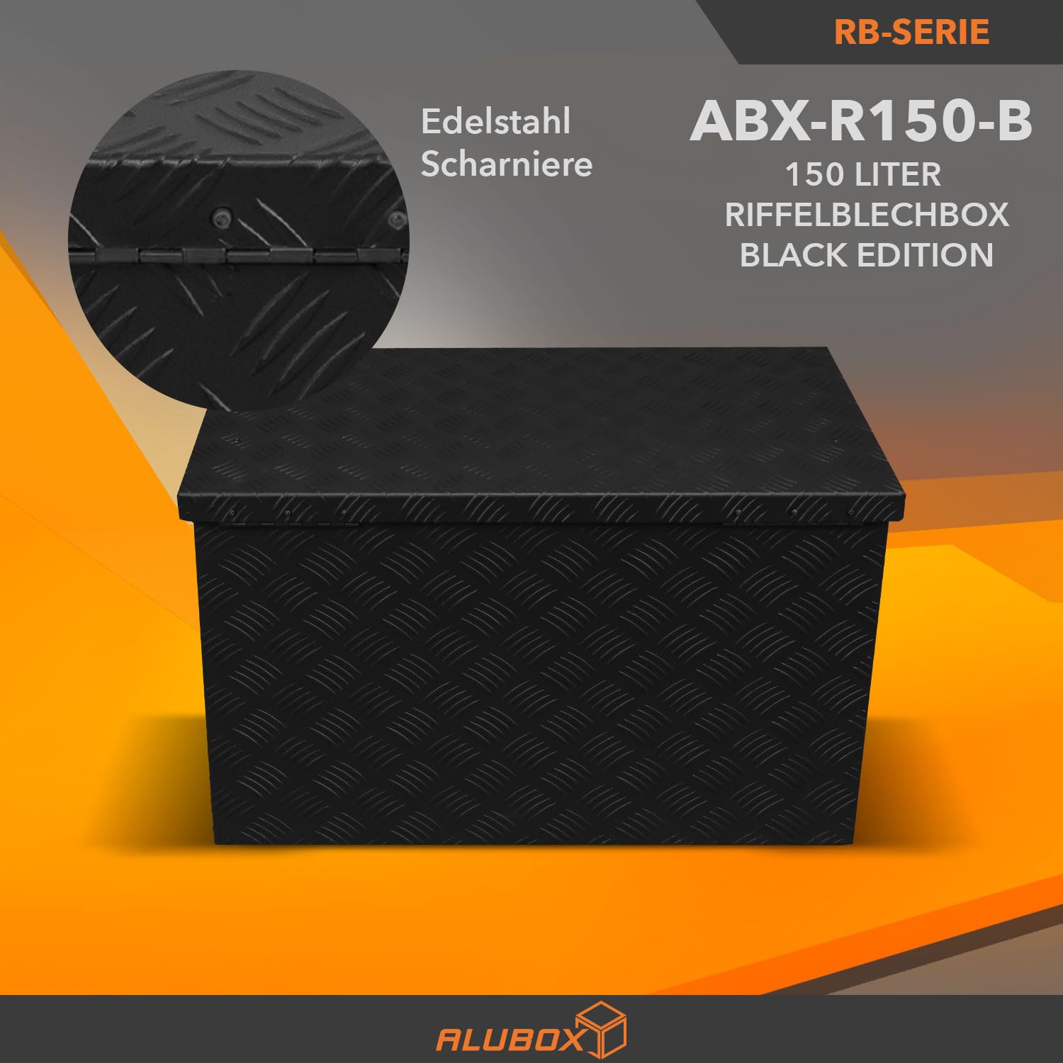 Alubox - STRONG - BLACK EDITION - Alu- Riffelblechkiste - ABX-R150 Metallkiste 3mm - 150 L -
