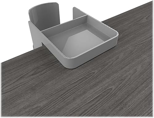 Miniatura 4 de Deflecto Portavasos con bandeja de suministro, accesorio de escritorio de pie, gris, polímero termoplástico, 3.54 pulgadas de alto x 3.94 pulgadas